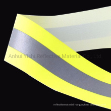 Fluorescent Yellow Silver Yellow 50mm Reflector Aramide Flame Retardant Fabric Tape Fr Sewing Fire Resistance Reflective Tape